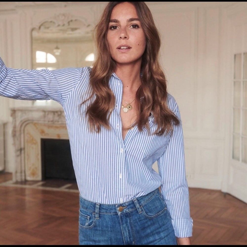 Sezane chemise tomboy, blue stripe. BNWT sz 36/US4